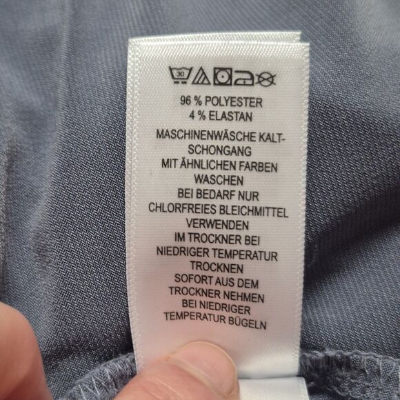 Tahari Faux Wrap Stretch Side Tie Blouse Size Medium Steel Blue Coquette Office - Picture 13 of 14